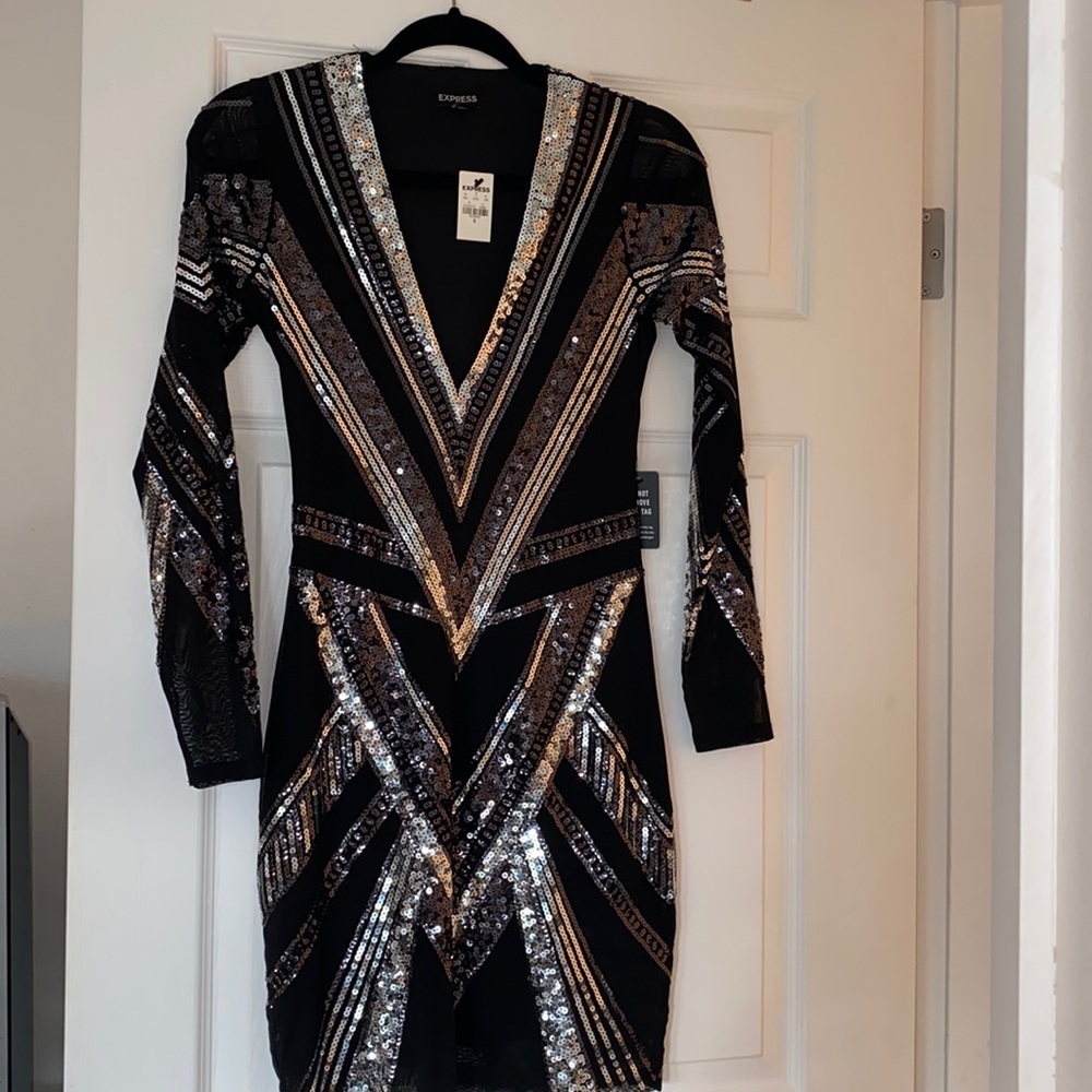 Sequin long sleeve dress